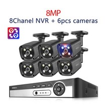 무선홈캠 강아지홈캠 PTZ카메라 IP카메라 홈캠 펫캠 MISECU UHD POE 보안 시스템 야외 8MP 얼굴 감지 H265 CCTV 레코드 감시 보호 키트 8CH 4K P2P, 14.3T  8CH NVR AND 6PCS CAM
