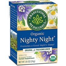 Traditional Medicinals 패션플라워 허브티가 함유된 오가닉 나이트 허브티 숙면을 1팩 티백 16개 336332