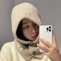 모루잡화점 니트 바라클라바 발라클라바 넥워머, 베이지