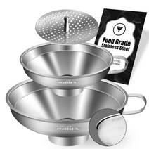 식용구리스 커피머신구리스 커피머신윤활제 Walfos 14.9cm(5.5인치) 및 10.2cm(4인치) 스테인리스 스틸 넓, 01 2pcs wide mouth funnels