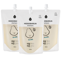 모두바른 키즈 어린이 비듬 샴푸 두피 각질 초등학생 4세 12세 전용 샴푸, 리필팩 500ml x 3ea