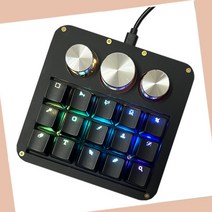 매크로 코딩 키보드 15 키 Photoshop 기능 프로그래밍 가능한 다이얼 기계식 VIA, 규격 없음, 블랙, 블랙 스위치