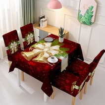 Christmas Tablecloth Xmas Dining Chair Cover Elastic Waterproof Bells Dinning Table Cloth for Home P, 4Pcs Chair Cover, Christmas A41