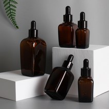 스포이드 브라운 사각 라운드 유리병 화장품 용기 에센스 오일 만들기 DIY, 100ml, 1개