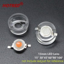 레이저 렌즈 20개 1W 3W 5W 13mm IR LED 미니 렌즈 15 30 45 60 90 100 도 고전력 다이오드 볼록 리플렉터, 01 15 degree_01 Clear_01 13mm