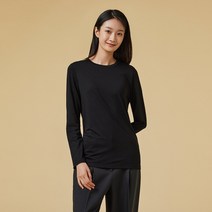 [JAJU/자주] 여 소프트 라운드넥 티셔츠_블랙