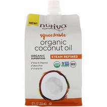누티바 짜서 쓰는 스팀 정제 코코넛 오일 355ml Nutiva Organic Squeezable Steam Refined Coconut Oil
