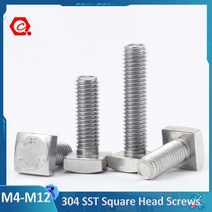 볼트너트 공구 와샤 와셔 직각 렌치 스테인리스 스틸 사각 헤드 나사 볼트 A2-70 M4 M5 M6 M8 M10 M12 304, M12(1Pcs), 100mm