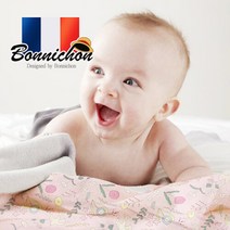 보니숑 프랑스 아기담요 끈이있는 신생아블랭킷 라지사이즈, 타이블랭킷(라지)-캔디트리핑크(무형광)