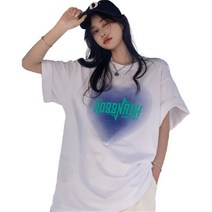 러블로어 하트나염 레터링 반팔티