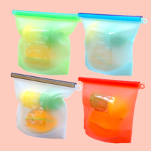 대용량 친환경 스탠딩 실리콘 지퍼백 1000ml 4개, 블루 4개, 대(L)