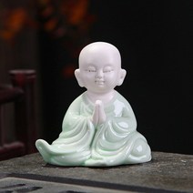 불교용품 크리에이티브 선 보라색 점토 부처님 동상 세라믹 리틀 스님 장식 차 애완 동물 홈 인테리어 차, 05 1
