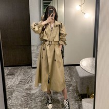 여성 겨울 패션 트렌드 하프 카키색 트렌치 가을 오버핏 롱 박시핏 코트