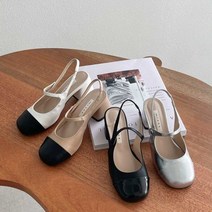 [아이슈즈] 여성 슬링백 미들힐 콤비 84429