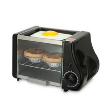 다기능 미니 전기 베이킹 베이커리 로스트 오븐 그릴 계란 튀김 오믈렛 프라이팬 아침 식사 기계 빵 메이커 토스터, Black