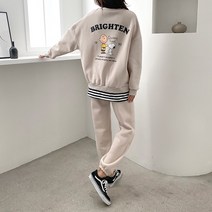 기모 트레이닝 세트 스누피 배기핏 여성 간절기 겨울 (2color)