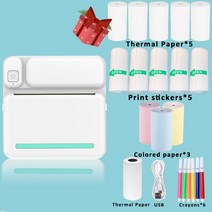 스티커 인쇄기 무선 휴대용 미니 감열식 프린터 BT 연결 안드로이드 iOS 라벨, [07] pink-sticker 10pcs