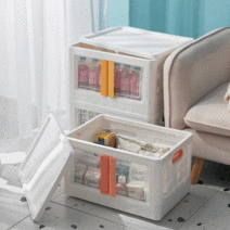 담아보소 접이식 투명 오픈형 리빙박스, 엘로우