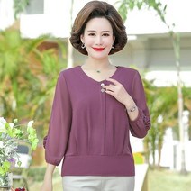 엄마 아줌마 중년 여성 빅사이즈 옷 의류 블라우스 티셔츠 봄 여름 스타일 쉬폰 셔츠 꽃