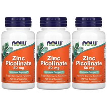2+1 나우푸드 NOW Foods 아연 징크 피콜리네이트 50mg 베지 캡슐 120정