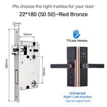 유리문도어락 출결관리 지문인식 강화도어도어락 tt 잠금 앱 와이파이 스마트 잠금 전자 잠금 스마트 블루투스 디지털 앱 키패드 코드 열쇠가없는 잠금, Red 1805050