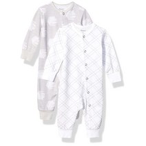 Hanes 유니 베이비 보이즈 얼티밋 베이비 플렉시 2팩 슬립 앤 플레이 수트 그레이 펀