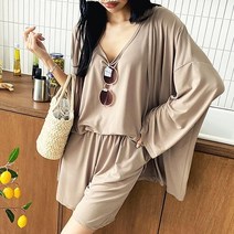 베시시걸 쿨링썸머 루즈핏 가디건 + 나시 + 반바지 트레이닝세트 빅사이즈 리조트룩 임부복