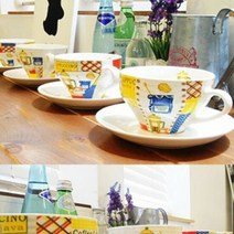 빅 커피잔 일러스트 찻잔 도자기 컵 커피잔, 단품