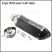 오토바이 머플러 소음기 마후라 51mm 범용 모토 rcycle 배기 파이프 왼쪽 오른쪽 ak 탈출 ER6N SV650 CRF230 Z800 MT07 R3 Z900 Z1000, Type H3 laser left