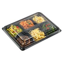 프리미엄 반찬/소스 6칸(DS-106) 검정/200개 일회용 플라스틱 반찬 소스용기 포장 배달, 200개