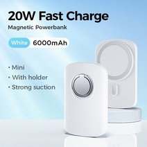 소형 휴대용 발전기 Joyroom 미니 자기 보조베터리 20W PD 무선 빠른 충전 10000mAh 휴대용 외부 배터리 아, 01 White 6000mAh_01 6000mAh