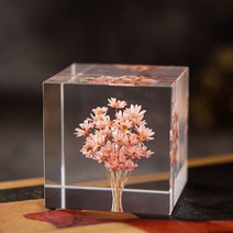 민들레문진 책 문진 민들레 크리스탈 볼 오르골 레진 영생화 우드 레드 로즈 연인에게 여생일 선물 M2, 05 사각-홍국、일반종이박스