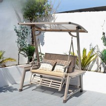 그네의자 원목 야외 카페 흔들 의자, 화이트-더블