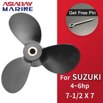 해양 스즈키 4Hp 6Hp 7 1/2x7 보트 모터 용 선외 프로펠러 알루미늄 합금 나사 3 블레이드 10 스플라인 치아 선박 엔진 부품