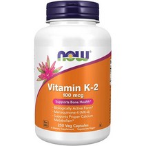 유기농비타민d 액상 임산부 어린이비타민d NOW Supplements 비타민 K2 100mcg 메나퀴논4MK4 뼈 식물성 캡슐 250개, 단일수량, 단일개당 용량/중량/정