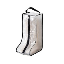 깔끔한 정리 실용적인 가죽 스토리지 간단한 여행 발목 부츠 지퍼 액세서리 가방 휴대용 신발 보이는 방진 운반, Small, Transparent Black