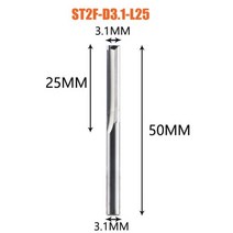 Dreanique-3.175mm 4mm 6mm 8mm 생크 2 플루트 텅스텐 카바이드 엔드밀 CNC 라우터 비트 스트레이트 슬롯 밀링 커터, ST2F-D3.1-L25