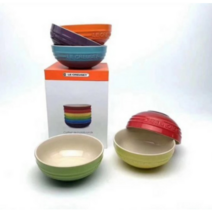 Lecreuset [르쿠르제] 레인보우 밥그릇 국그릇 6입 1세트 베이킹 볼 집들이 선물 10 12 15 20cm, 12cm (6p)