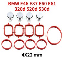 4pcs 자동차 세트 소용돌이 플랩 마개 ​​bmw m47 e46 320d 330d 520d 525d k7c4 용 흡기 매니 폴드 가스켓이있는 22mm 디젤 금속 마개, 빨간색