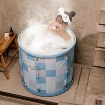 후끈뜨끈 간편설치 원터치 이동식 사우나 욕조 접이식 덮개제공, B.Blue 체크