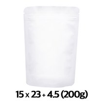 [이지포장]두꺼운 무광 화이트 지퍼스탠드 200g 50매 커피봉투 밸브부착 가능