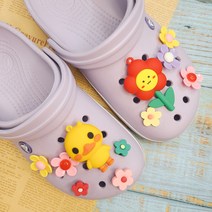 DORAN 꽃밭에 간 병아리 알록달록 플라워 3D 대형 신발악세사리 파츠 크록스 호환 SET (11pcs)