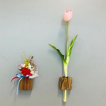 납골당 꾸미기 납골묘 조의 인테리어 벽걸이 미니 화분 납골당 조화 화병 카페인테리어 집들이선물, 편백나무_핑크 튤립