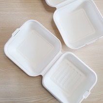 쿠킹스토리 친환경 생분해성 인증 펄프 사각도시락 (화이트), 1개