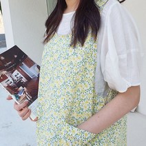 방가지똥 앞치마 여름용 통원피스 린넨 프리지아 옐로우 앞치마