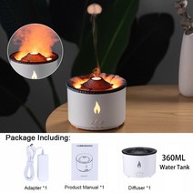 USB 가습기 화재 불꽃 디퓨저 화산 및 향수 아로마 오일 에센셜 가정용 전기 냄새 360ml, 01 A  360ml_01 AU