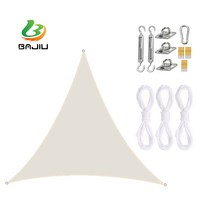 BAJIU 타프스크린 삼각형 홀리데이타프 그늘막 옥스퍼드 타프 액세서리 세트, 아이보리, 4*4*4m