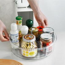 주방 조미료 소스 양념통 원형 선반 다용도 수납 화장품 정리대 회전 트레이 정리함, 01_화이트 심플 회전트레이 S