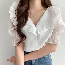 주디앤 여성 케이린 프릴 퍼프 블라우스