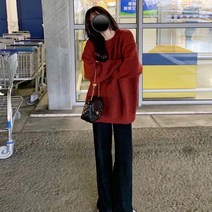 빅사이즈니트스웨터 새해 뛰어넘다 년 절 레드 스트레이트핏 일자 코듀로이 팬츠다 여성의류 3664695207